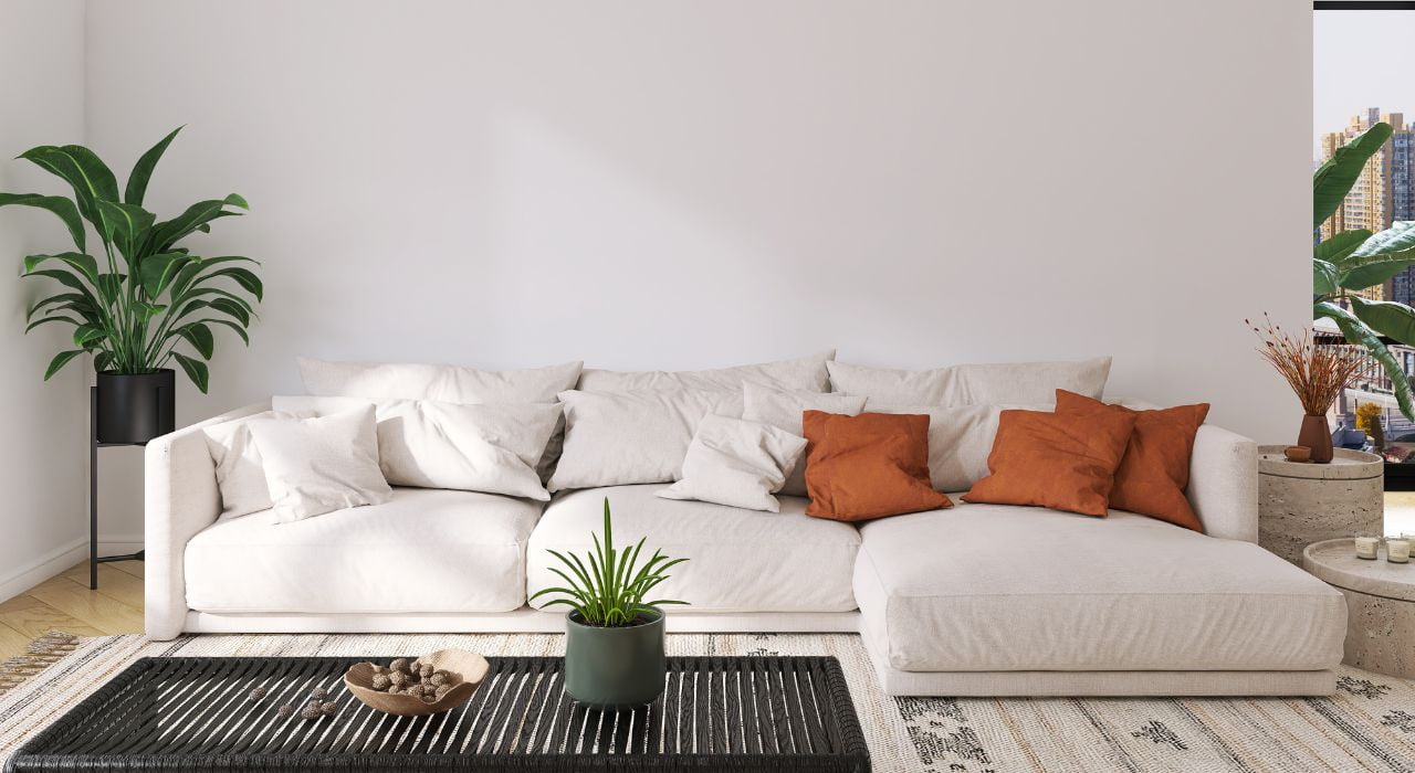 Flot hvid chaiselong sofa
